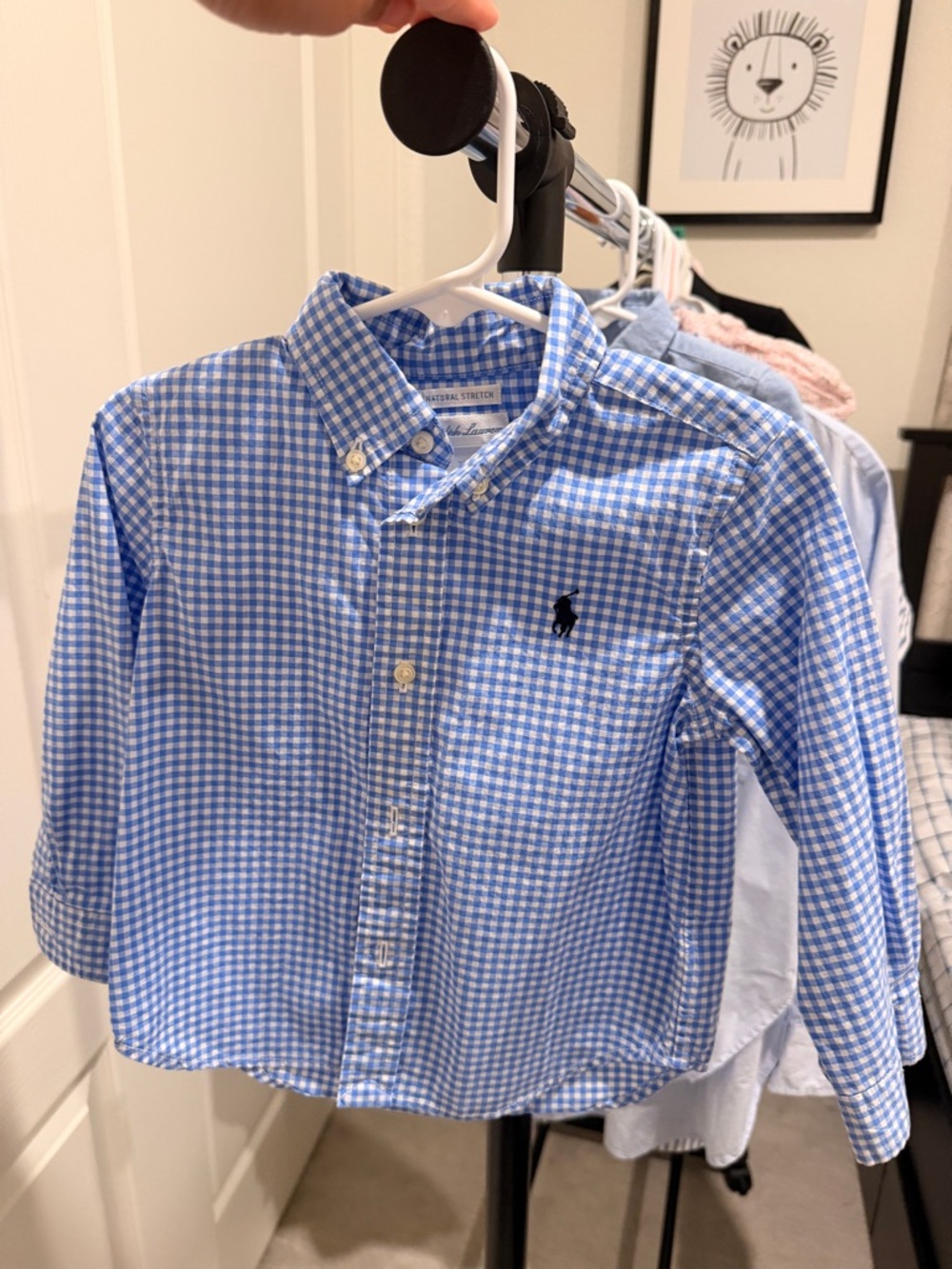 Ralph Lauren Blue & White Gingham Button-Down Shirt for Kids